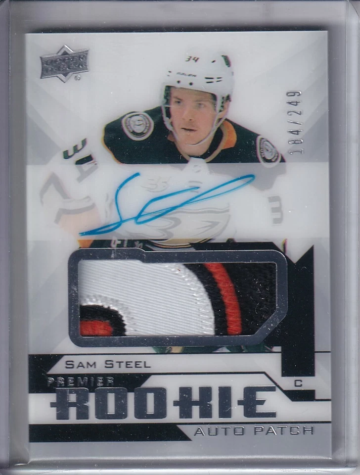2018-19 Upper Deck Premier Acetate Sam Steel RC PATCH AUTO 184/249 - Ducks - Image 1 of 1
