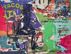 The Thinker Collage Graffiti Painting by Borna Libertines - Picture 1 of 4