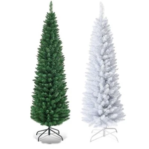 Slim Christmas Pencil Tree Pine Artificial Bushy XMAS Decoration 4FT 5FT 6FT 7FT - Picture 1 of 5