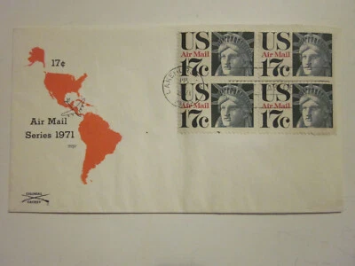 US COVER STATUE OF LIBERTY FDC SCOTT C80 BLOCK OF 4 JOYA COLONIAL CACHET - Image 1 of 3