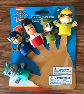 Nickelodeon PAW Patrol Bath Finger Puppets Chase & Friends idade 3+ novo no cartão - Imagem 1 de 4