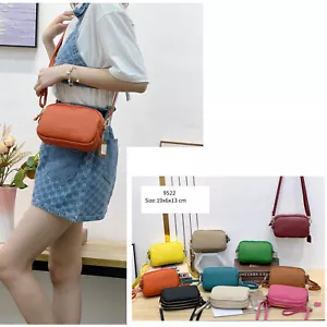 Real Leather Smart Small Plain Cross body Shoulder Woman Bag 3 COMPARTMENTS - Picture 1 of 22