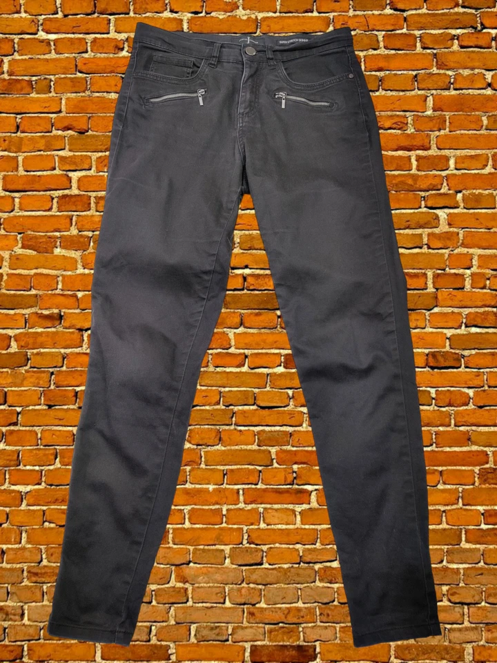 WOMENS JASPER CONRAN UK 10R BLACK LIGHTWEIGHT SUPER STRETCH SKINNY JEANS ZIPS - Image 1 of 4