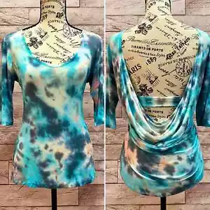 Fraiche by J Custom Tie Dye Open Back Half Sleeve Top - Size Small - Bild 1 von 12