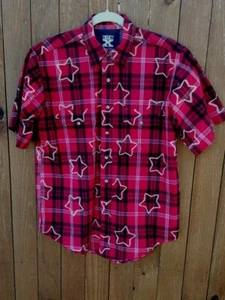 Zwanzig x 20 x Perlen Druckknopf Sterne Herren Hemd klein rot Baumwolle kariert Kragen - Bild 1 von 9