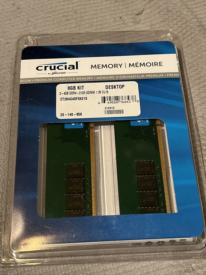 Crucial 8GB 2x 4GB DDR4-2133 UDIMM Memory - Image 1 of 2
