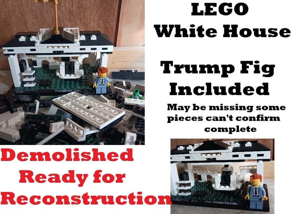 LEGO White House Trump Demolished Rebuild Needed President Figure Included Parts - Image 1 of 4