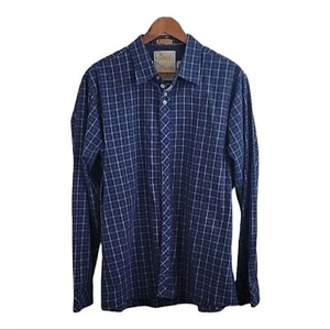 Sovereign Code Blue Plaid Long Sleeves Button Front Men's Shirt Size 2 XL - Picture 1 of 6