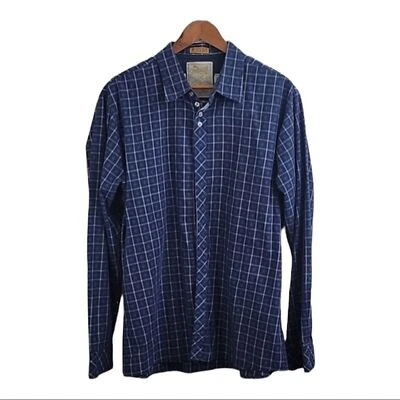 Sovereign Code Blue Plaid Long Sleeves Button Front Men's Shirt Size 2 XL - Image 1 of 4