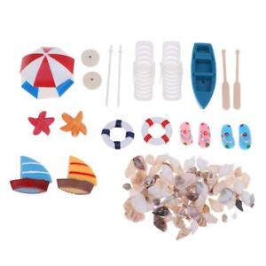Prettyia Mini Deck Chair Beach Umbrella Boat Set Dollhouse Garden Decor Toy