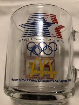 Vintage 1984 LOS ANGELES Olympics Coffee/Tea Cup/Mug McDONALDS Promotional GLASS - Image 1 of 4