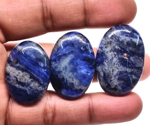129 Cts Natural Beautiful Sodalite Oval Shape Cabochon Handmade Loose Gemstone - Picture 1 of 7
