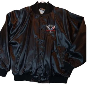Vtg Auburn Sportswear Bomber Jacket XXL Black Texas Corvette Club Satin USA - Picture 1 of 13