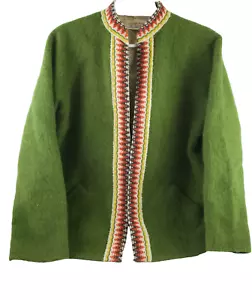 1960s -70's Womens Vintage Myrjord Veveri Telemark Norway Wool Cardigan Size L - Picture 1 of 16