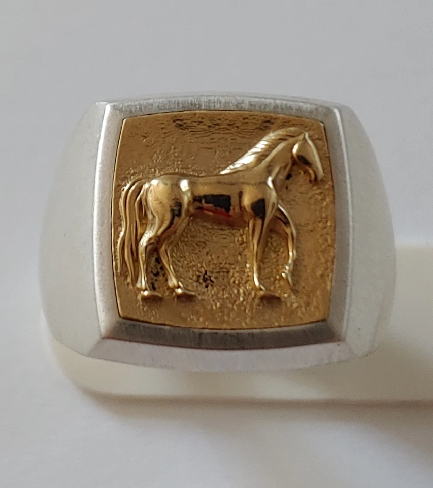 Anel masculino de prata esterlina e 18 quilates - Imagem 1 de 2