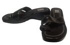 Kb & Company -Nicole-Women?S Black Leather Wedge Slider 6.5M Sandals Shoes