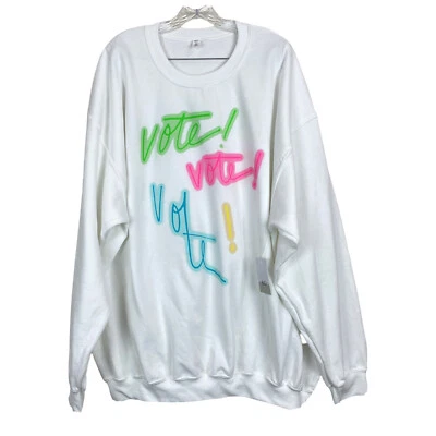 BP  Women's Plus Size 3X Sweatshirt VOTE Neon Glow Text White Sweater Pullover - Image 1 of 4