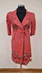 Odd Molly pink wrap dress size 1 UK 8 cotton embroidered pockets beaded summer - Picture 1 of 11