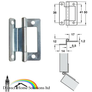10 bisagras al ras de acero Hafele con manivela 15-19 mm de espesor chapadas en zinc caravana - Imagen 1 de 6