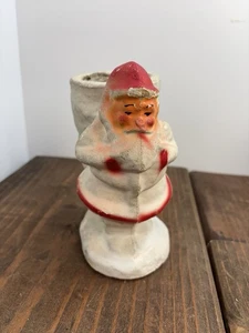 Antique Christmas Pulp Paper Mache Santa Claus Figure With Sack #2 - Picture 1 of 10