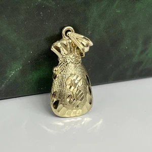 Colgante de oro amarillo macizo de 10K con dije de bolsa de dinero de 1,0 g joyería fina $1 Inicio 💰 - Imagen 1 de 4