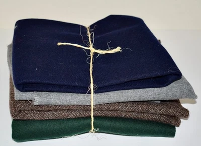 Vintage Wool Scrap Fabrics Cutter Craft Lot 2.1 Pounds - Image 1 of 4