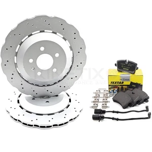 FOR AUDI RS6 C7 (2013-2018) WAVED REAR BRAKE DISCS TEXTAR PADS 356mm X 22mm - Picture 1 of 9