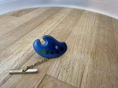 Copper Tie Tack Painters Pallet Blue Enamel - Image 1 of 2