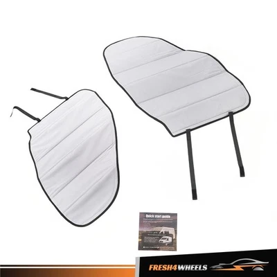 For Ford Transit Silver 15-2022 Insultaed Blackout Front Door Window Covers Pair - Image 1 of 4