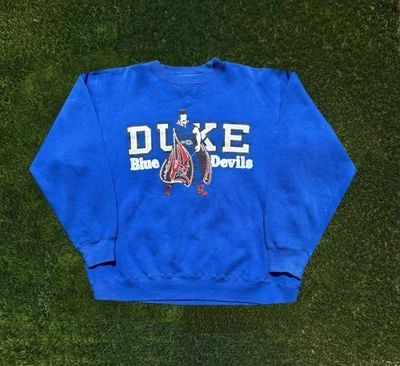 Sudadera De Colección Años 90 Duke University Blue Devils Azul Cuello Redondo Para Hombre Talla L Foto 1 de 4