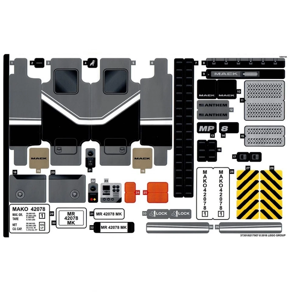 new LEGO Sticker Sheet for Mack Anthem set 42078 - Image 1 of 1