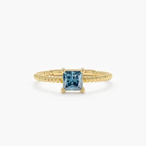 Blue Topaz Gemstone Ring Solid 14k Gold Ring Designer Ring Duty Tariff Free - Picture 1 of 2