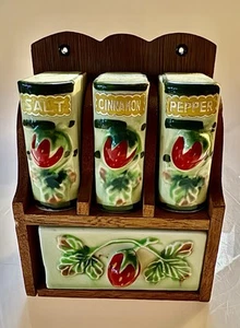 Cajón coctelera de cerámica vintage fresa cottagecore colgante de pared estante de especias - Imagen 1 de 5