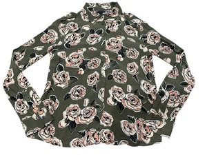 MOSCHINO Floral Green Blouse Button Up Size 6! - Picture 1 of 13