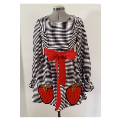 Vestido De Colección Hartsville PA Talla 5 Guinga y Fresas Años 70 Foto 1 de 4