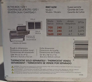 Cadet Register 1600 Watt 208/240 Volt Fan Heater 63314 - Picture 1 of 6