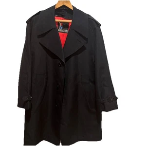 Harbor Master Trench Coat Mens Size 42R Navy Blue Wool Liner Made In USA - Picture 1 of 16