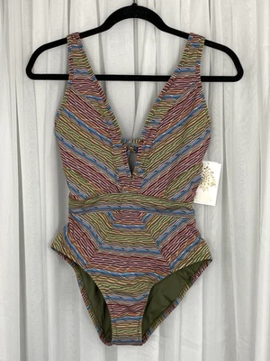 Traje de baño Becca Rebecca Virtue talla L verde rosa azul espíritu libre nuevo $128 Foto 1 de 4