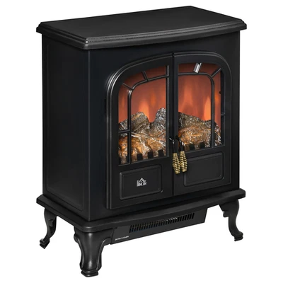 LED FLAME EFFECT ELECTRIC FIREPLACE 1000W/2000W DOUBLE DOOR BLACK - Image 1 of 4