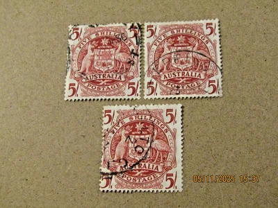 AUSTRALIA 1948 SG 224a-224d 5/- TO £2 USED LOT - Image 1 of 4