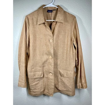 Blazer Hillard & Hanson Mujer Mezcla de Lino Talla 8 Chaqueta de Carrera Tostado Costero Foto 1 de 4
