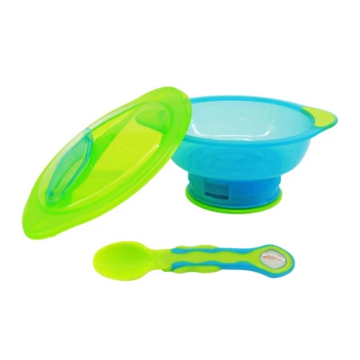 Kinderteller Esslernteller Esslernschale Saugfuß Deckel & Löffel rutschsicher - Bild 1 von 4