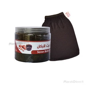 Aceite de argán jabón negro Beldi exfoliante marroquí guante Kessa hammam exfoliante corporal - Imagen 1 de 6