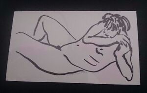 Chick Bragg Charles Lynn Vintage Original Drawing Nude reclining man Signed