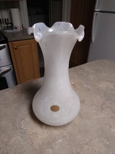 Vintage Murano Style Glassware Crystal Clear 13" Opalessent Vase No Chips - Picture 1 of 17