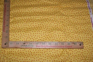 Gold Red Dots Yellow Background Fabric Cotton 32" x 44W Fast Shipping Quilt Sew - Picture 1 of 3