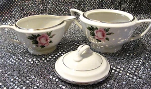 Royal Jackson Creamer And Sugar Set with Rose Flowers & Silver Trim - Picture 1 of 12