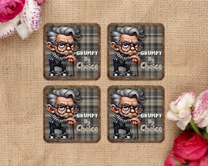 Grumpy 4, Posavasos, 4x4", 4mm Grosor, Neopreno, Antideslizante, Resistente, (4sq182) - Imagen 1 de 1