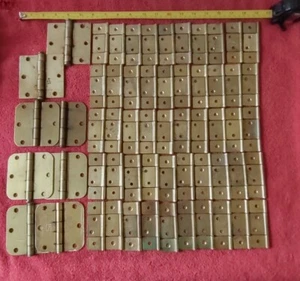 Lot NOS Vtg Hinges brass colored 50 flag, 8 mortise McKinney Cumberland 3.5" - Picture 1 of 12