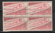 Czechoslovakia 1961 1st Manned Space Flight 60h Used Block of Four A19P4F209